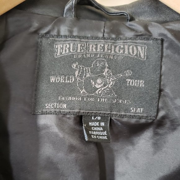 True Religion Ladies Moto Vegan Leather Jacket - L - Picture 3 of 11